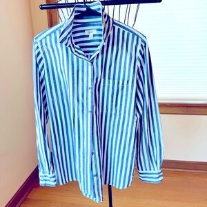 Style & Co 100% blue/white striped button down size L